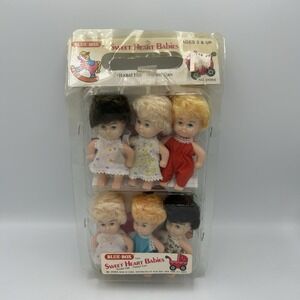 Vintage Blue Box Sweet‎ Heart Babies 4 Inch Tall Small Baby Dolls